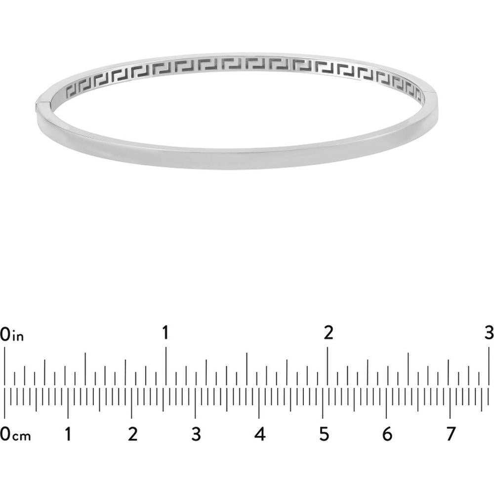 Olas d'Oro - 14K White Gold Plain Square Tube Bangle with Greek Key Interior - 8.19g