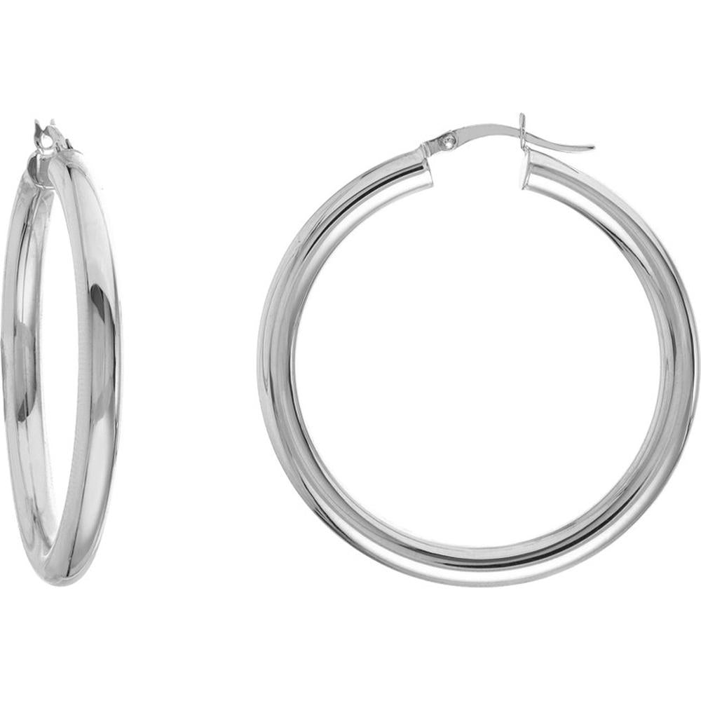 Olas d'Oro - 14K White Gold Polished 40mm Hoop Earrings