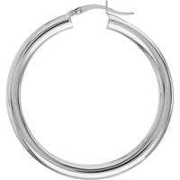 Olas d'Oro - 14K White Gold Polished 40mm Hoop Earrings