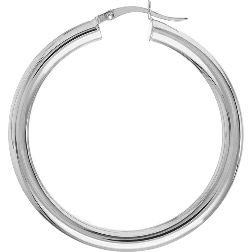 Olas d'Oro - 14K White Gold Polished 40mm Hoop Earrings