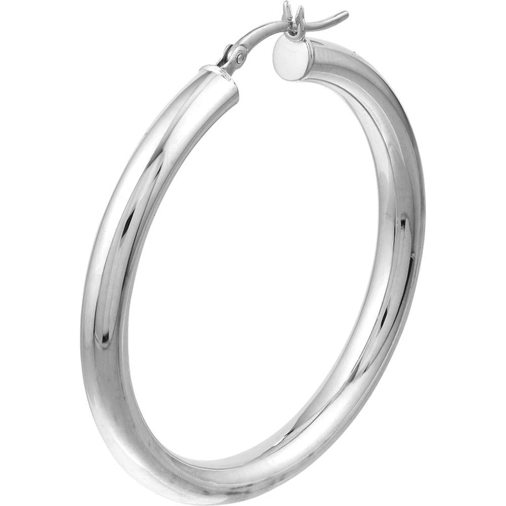 Olas d'Oro - 14K White Gold Polished 40mm Hoop Earrings