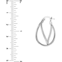 Olas d'Oro - 14K White Gold Polished and Satin Twisted Oval Hoop Earrings
