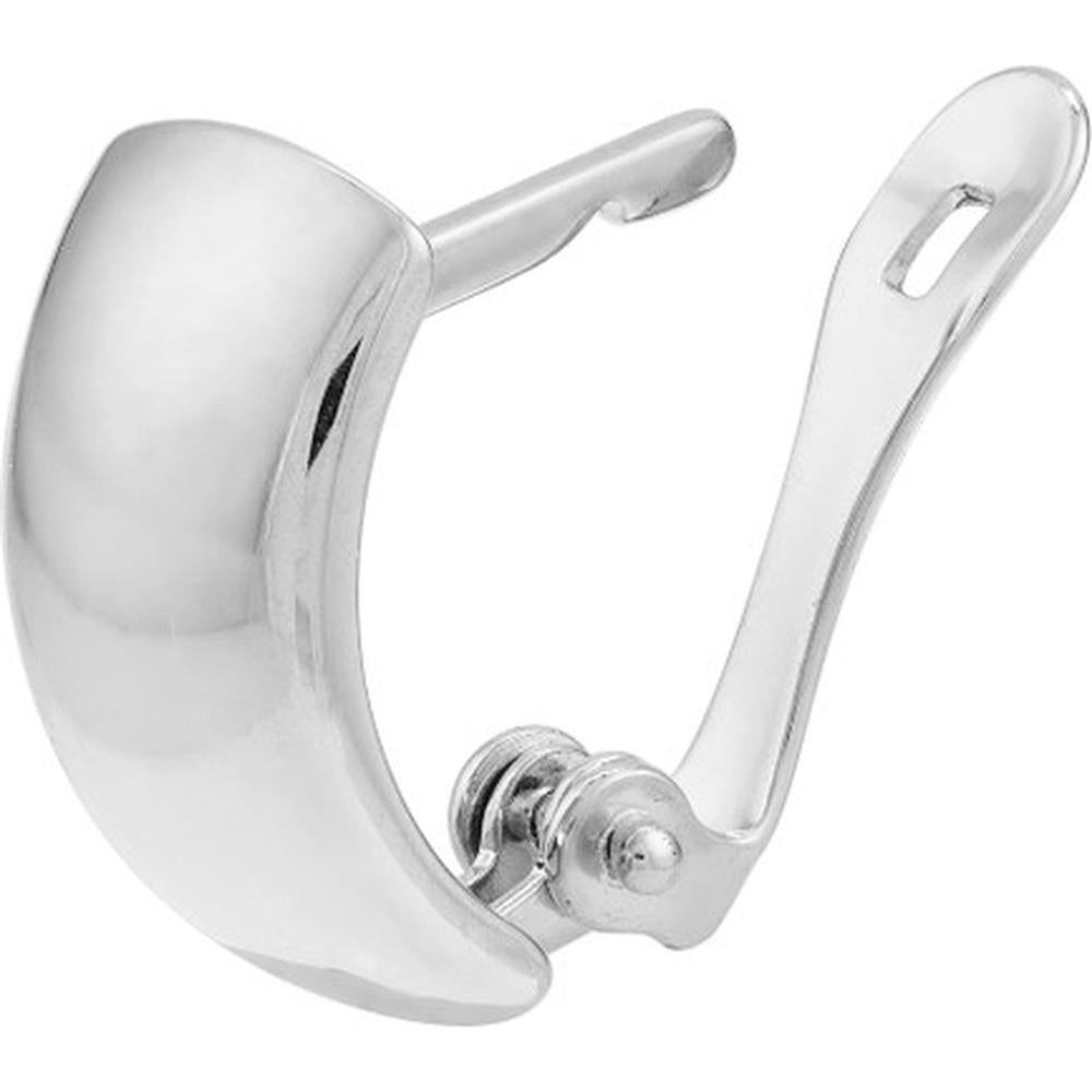 Olas d'Oro - 14K White Gold Polished Curve Earrings with Snap-Lock Clasp