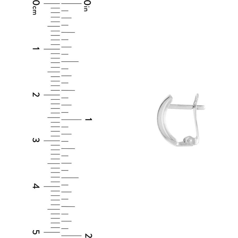 Olas d'Oro - 14K White Gold Polished Curve Earrings with Snap-Lock Clasp