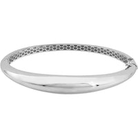 Olas d'Oro - 14K White Gold Polished Dome Bangle with Box Lock Closure - 9.20g