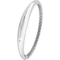 Olas d'Oro - 14K White Gold Polished Dome Bangle with Box Lock Closure - 9.20g