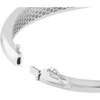 Olas d'Oro - 14K White Gold Polished Dome Bangle with Box Lock Closure - 9.20g
