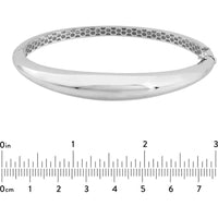 Olas d'Oro - 14K White Gold Polished Dome Bangle with Box Lock Closure - 9.20g