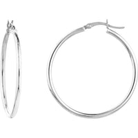 Olas d'Oro - 14K White Gold Polished Hoop Earrings - 35mm