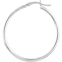 Olas d'Oro - 14K White Gold Polished Hoop Earrings - 35mm