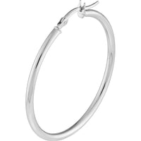 Olas d'Oro - 14K White Gold Polished Hoop Earrings - 35mm