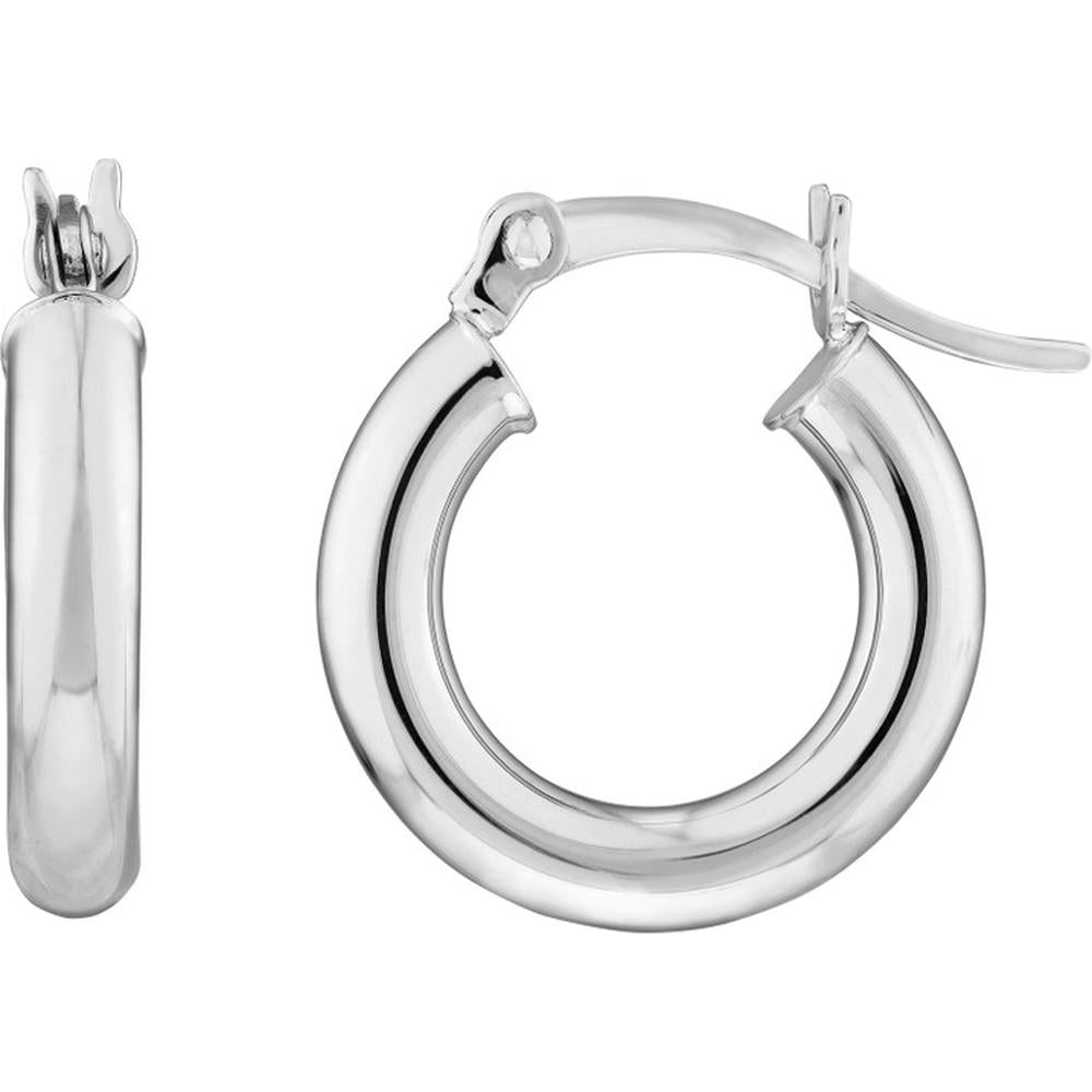 Olas d'Oro - 14K White Gold Polished Large Hoop Earrings - 1.20 Grams Total Weight