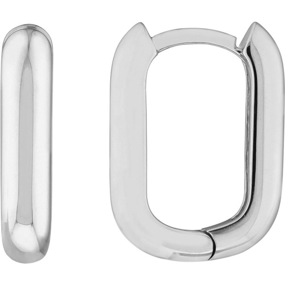 Olas d'Oro - 14K White Gold Polished Mini Hoop Earrings - 15mm