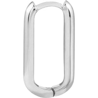 Olas d'Oro - 14K White Gold Polished Oblong Mini Hoops - 3.82 Grams Total Weight