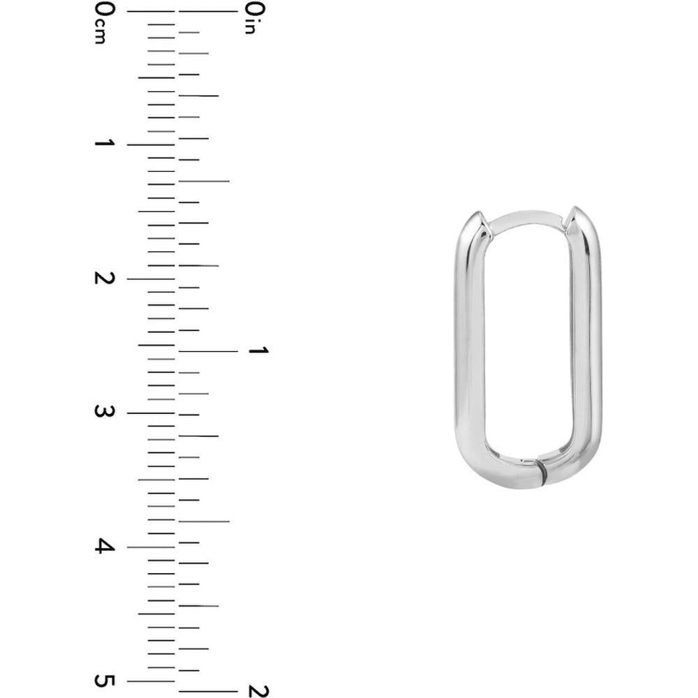 Olas d'Oro - 14K White Gold Polished Oblong Mini Hoops - 3.82 Grams Total Weight