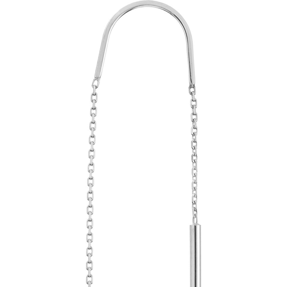 Olas d'Oro - 14K White Gold Polished Stick Threader Earrings - 1.22g Total Weight