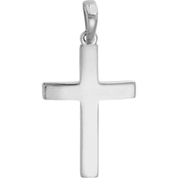 Olas d'Oro - 14K White Gold Polished Straight-Edged Cross Pendant - 1.15 Grams