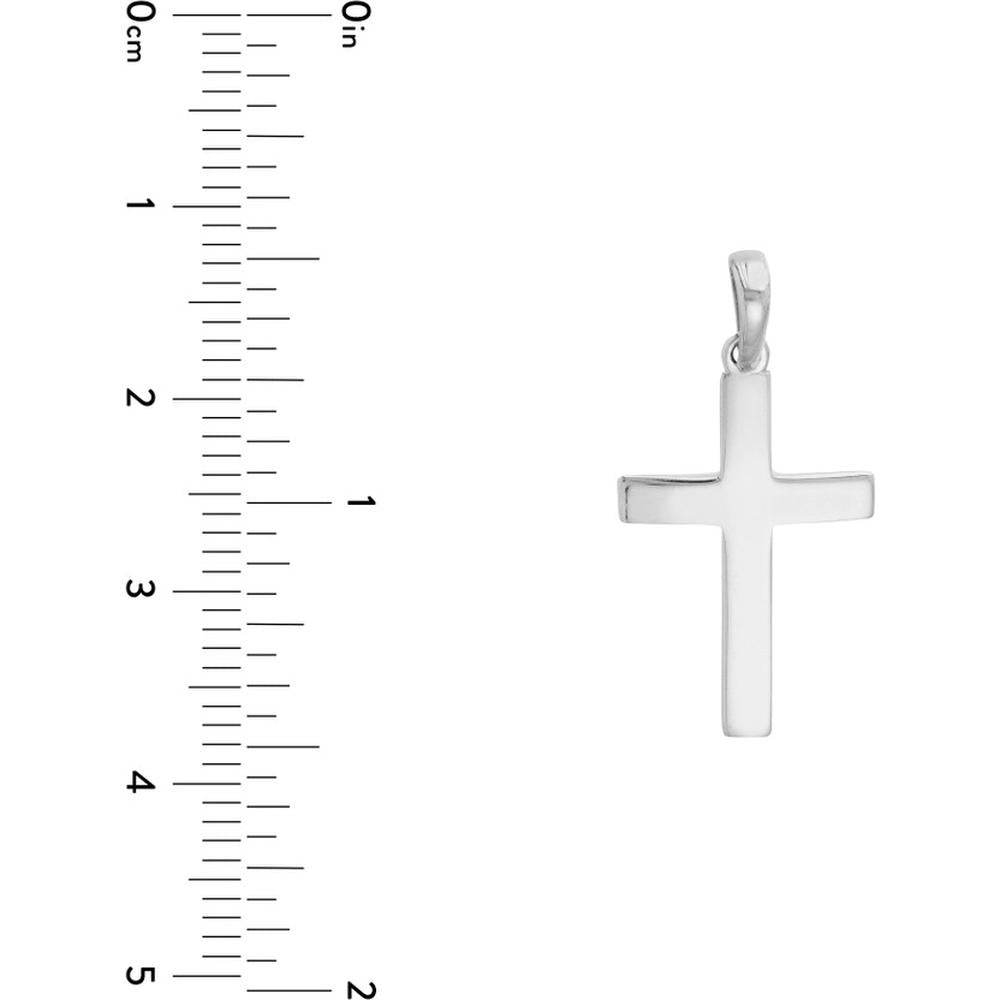 Olas d'Oro - 14K White Gold Polished Straight-Edged Cross Pendant - 1.15 Grams