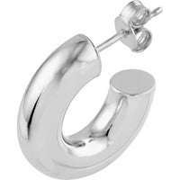 Olas d'Oro - 14K White Gold Polished Tubular 8mm Hoop Earrings Bold Statement Design