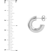 Olas d'Oro - 14K White Gold Polished Tubular 8mm Hoop Earrings Bold Statement Design