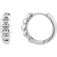 Olas d'Oro - 14K White Gold Puffy Polished Hoop Earrings 13.50mm