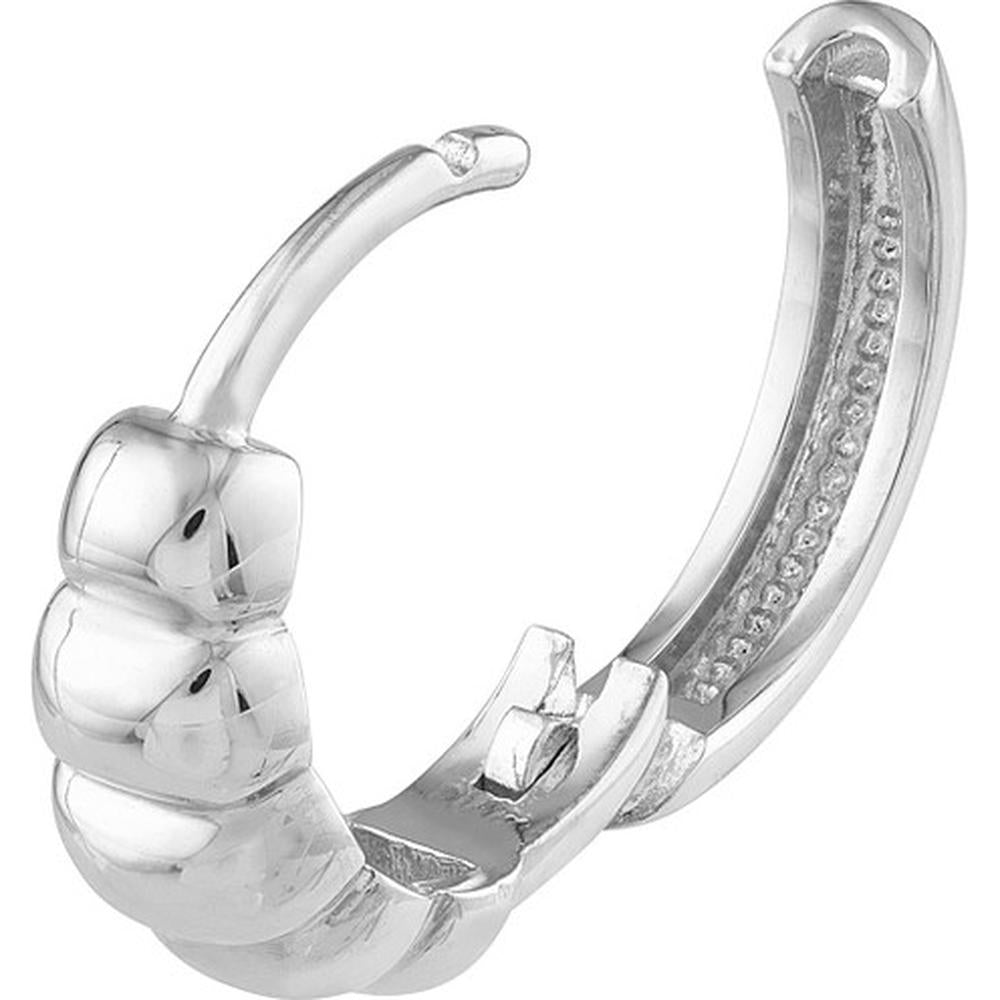Olas d'Oro - 14K White Gold Puffy Polished Hoop Earrings 13.50mm