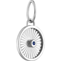 Olas d'Oro - 14K White Gold Radiant Round Sapphire Pendant with Milgrain Detail - 0.01 Carat