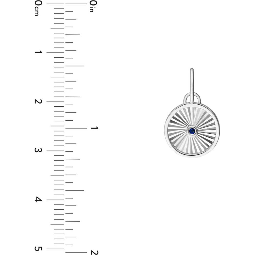 Olas d'Oro - 14K White Gold Radiant Round Sapphire Pendant with Milgrain Detail - 0.01 Carat