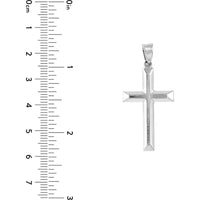 Olas d'Oro - 14K White Gold Raised Cross Pendant with Bevel Edge Design - 1.60 Grams Average Weight