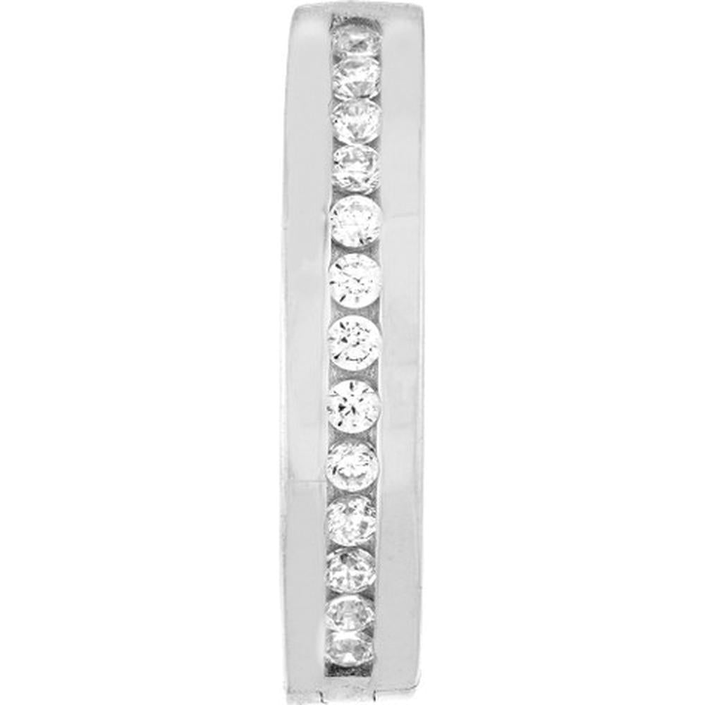 Olas d'Oro - 14K White Gold Reversible CZ Hoop Earrings - 2.20 Grams Total Weight