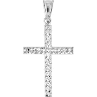 Olas d'Oro - 14K White Gold Reversible Diamond-Cut and Polished Cross Pendant - 1.15 Grams