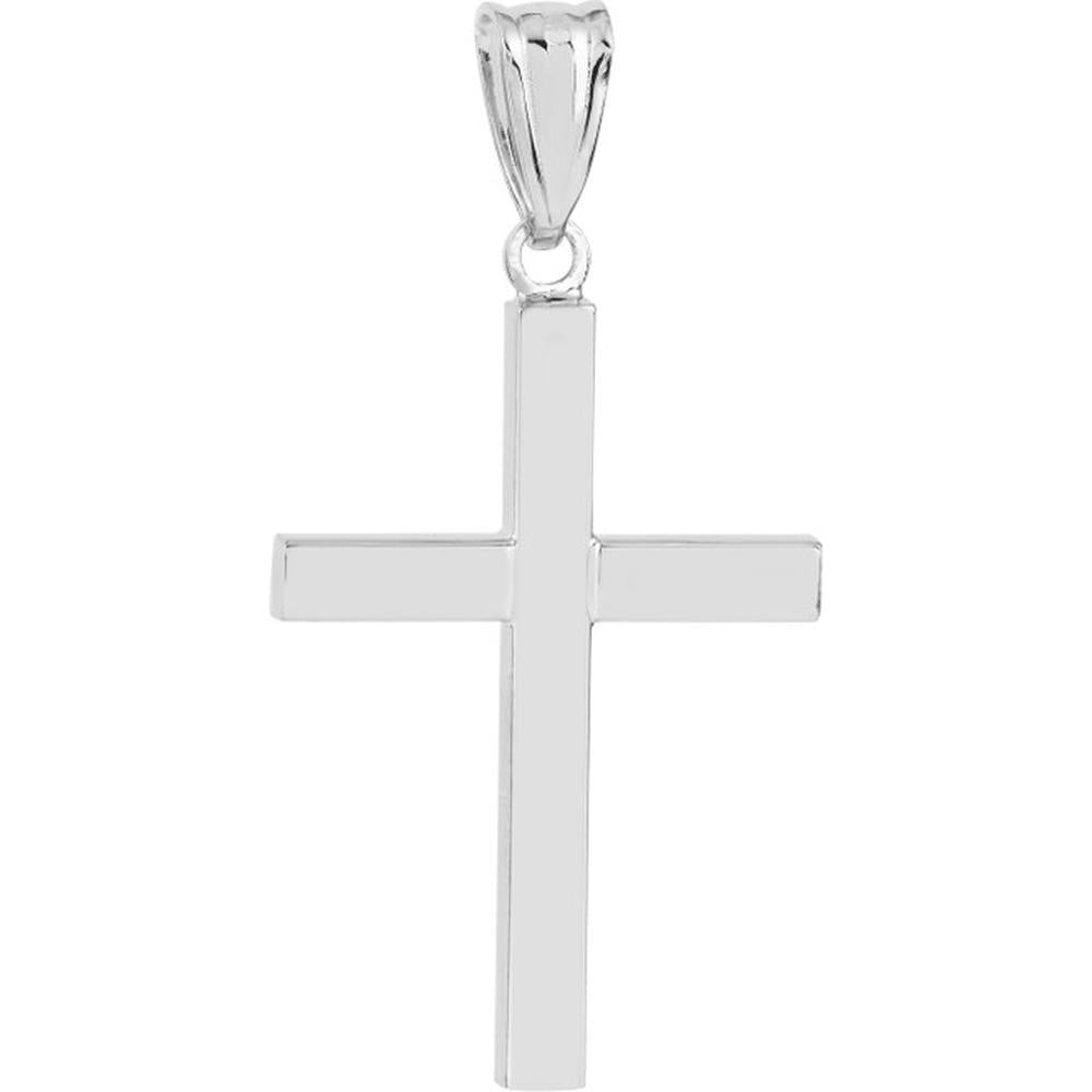 Olas d'Oro - 14K White Gold Reversible Diamond-Cut and Polished Cross Pendant - 1.15 Grams