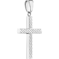 Olas d'Oro - 14K White Gold Reversible Diamond-Cut and Polished Cross Pendant - 1.15 Grams