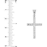 Olas d'Oro - 14K White Gold Reversible Diamond-Cut and Polished Cross Pendant - 1.15 Grams