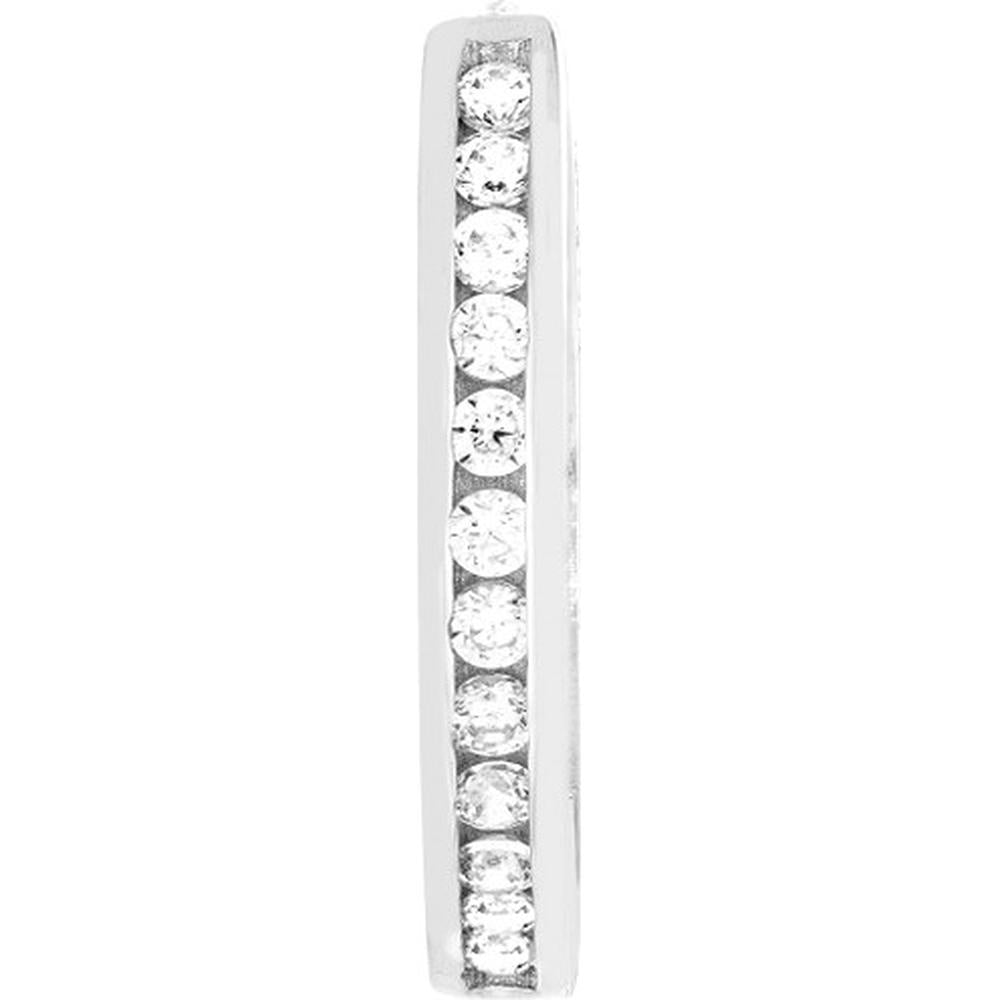 Olas d'Oro - 14K White Gold Reversible Mini Hoop Earrings with CZ - 1.50 Grams Total Weight