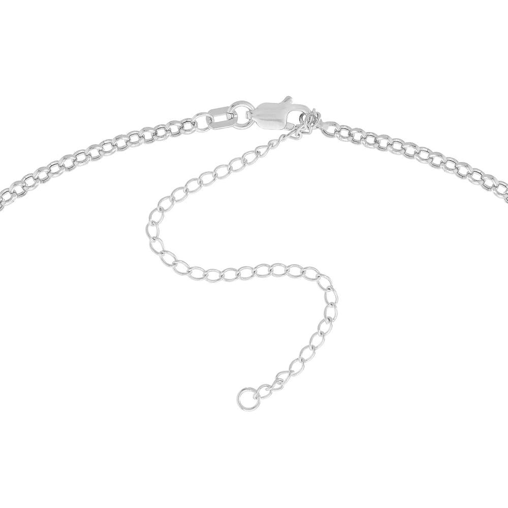 Olas d'Oro - 14K White Gold Rolo Choker Chain - Adjustable 13-16 Inches