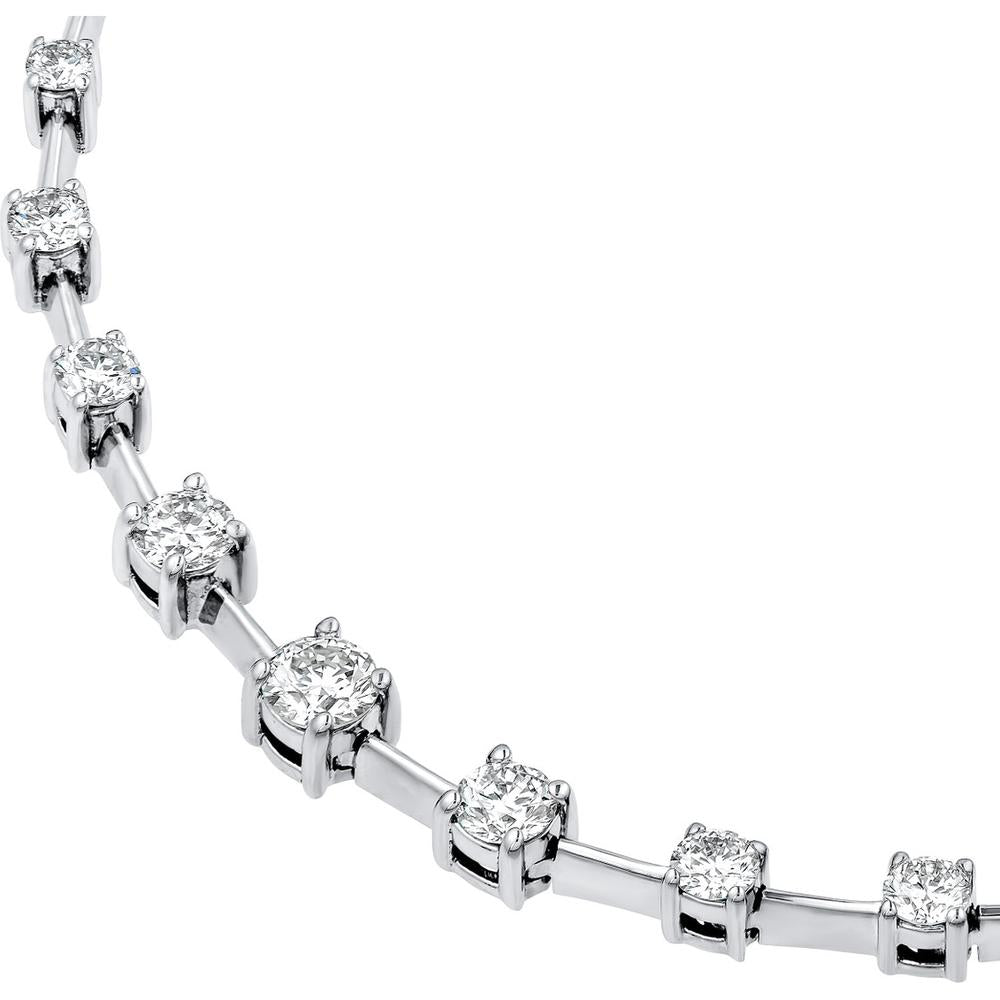 Olas d'Oro - 14K White Gold Round Ascending Diamond Necklace 1.02 Carat Total Diamond Weight