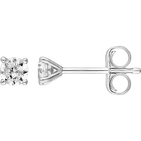 Olas d'Oro - 14K White Gold Round Diamond 4-Prong Stud Earrings - 0.22 Carat Total Diamond Weight