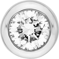 Olas d'Oro - 14K White Gold Round Diamond Bezel Stud Earrings - 0.54 Carat Total Diamond Weight