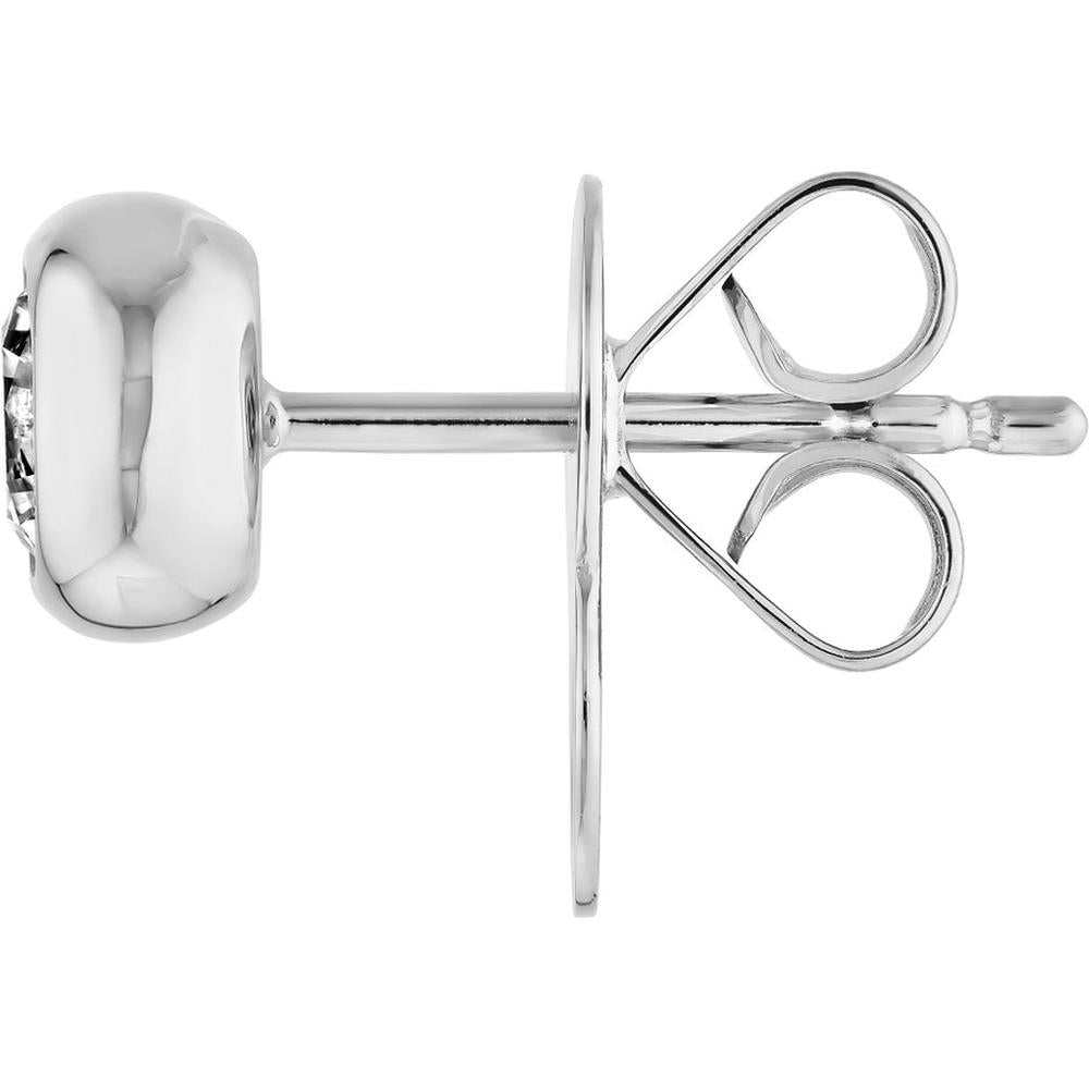 Olas d'Oro - 14K White Gold Round Diamond Bezel Stud Earrings - 0.54 Carat Total Diamond Weight