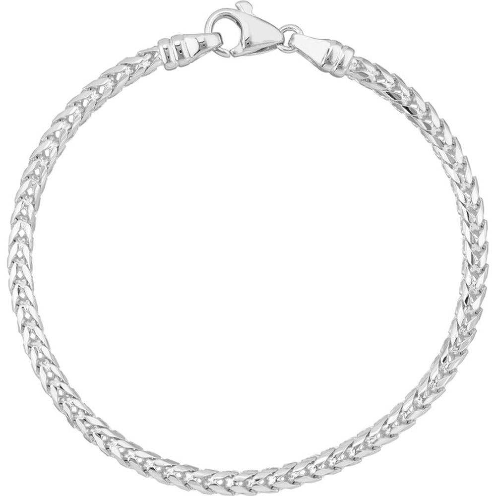 Olas d'Oro - 14K White Gold Round Diamond-Cut Franco Chain Bracelet - 17 Grams