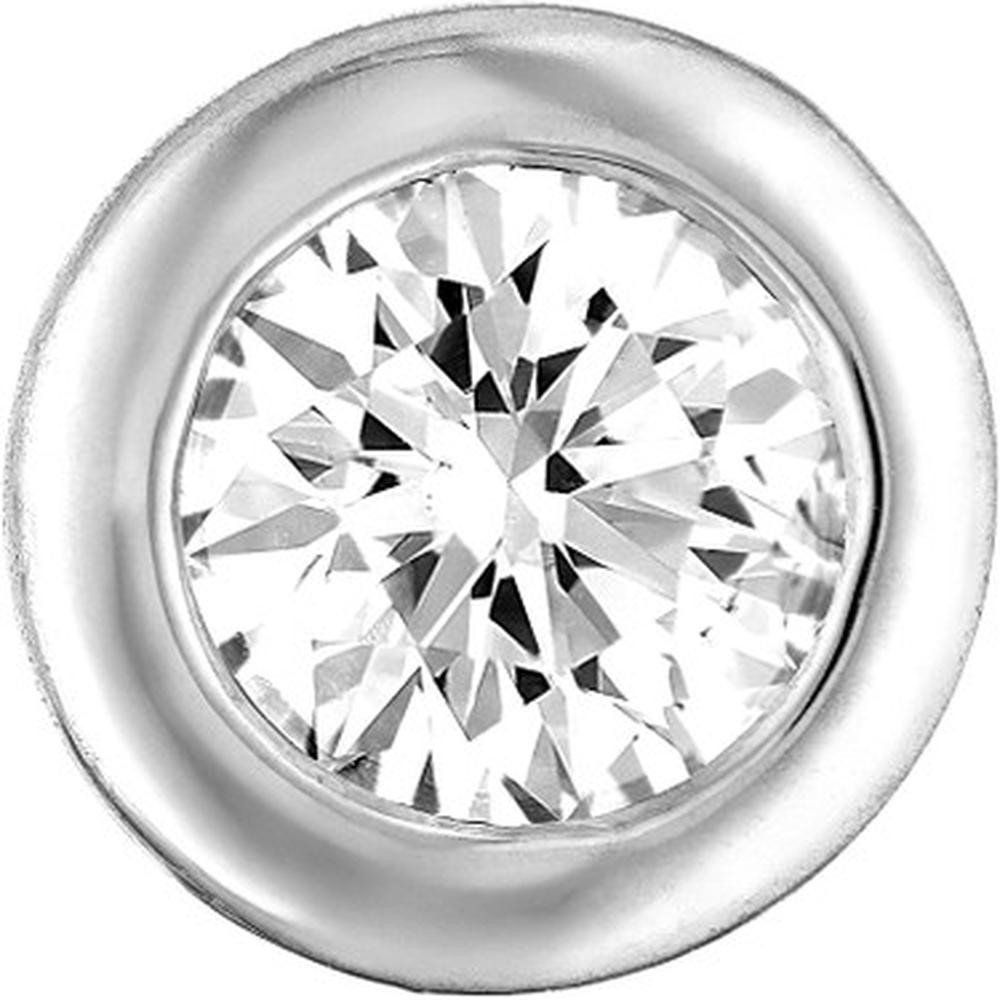 Olas d'Oro - 14K White Gold Round Diamond Martini Bezel Stud Earrings - 0.27 Carat Total Diamond Weight