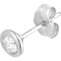 Olas d'Oro - 14K White Gold Round Diamond Martini Bezel Stud Earrings - 0.27 Carat Total Diamond Weight