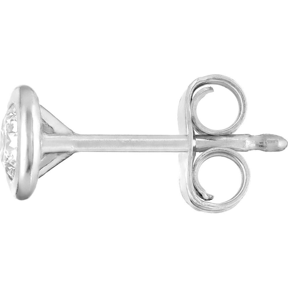 Olas d'Oro - 14K White Gold Round Diamond Martini Bezel Stud Earrings - 0.27 Carat Total Diamond Weight