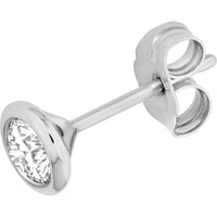 Olas d'Oro - 14K White Gold Round Diamond Martini Bezel Stud Earrings - 1/2 Carat Total Diamond Weight