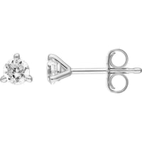 Olas d'Oro - 14K White Gold Round Diamond Stud Earrings - 0.22 Carat Total Diamond Weight