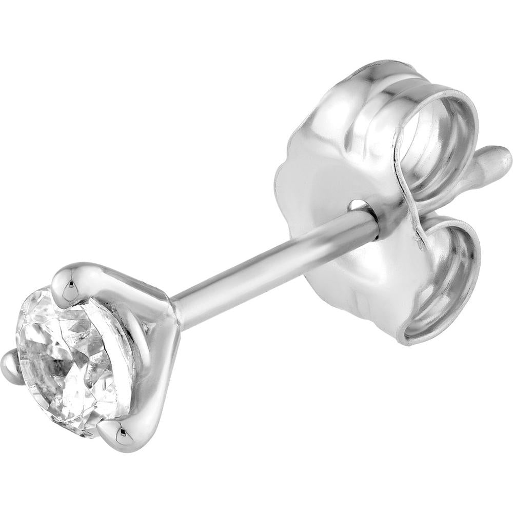 Olas d'Oro - 14K White Gold Round Diamond Stud Earrings - 0.22 Carat Total Diamond Weight