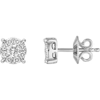Olas d'Oro - 14K White Gold Round Diamond Stud Earrings - 0.73 Carat Total Diamond Weight
