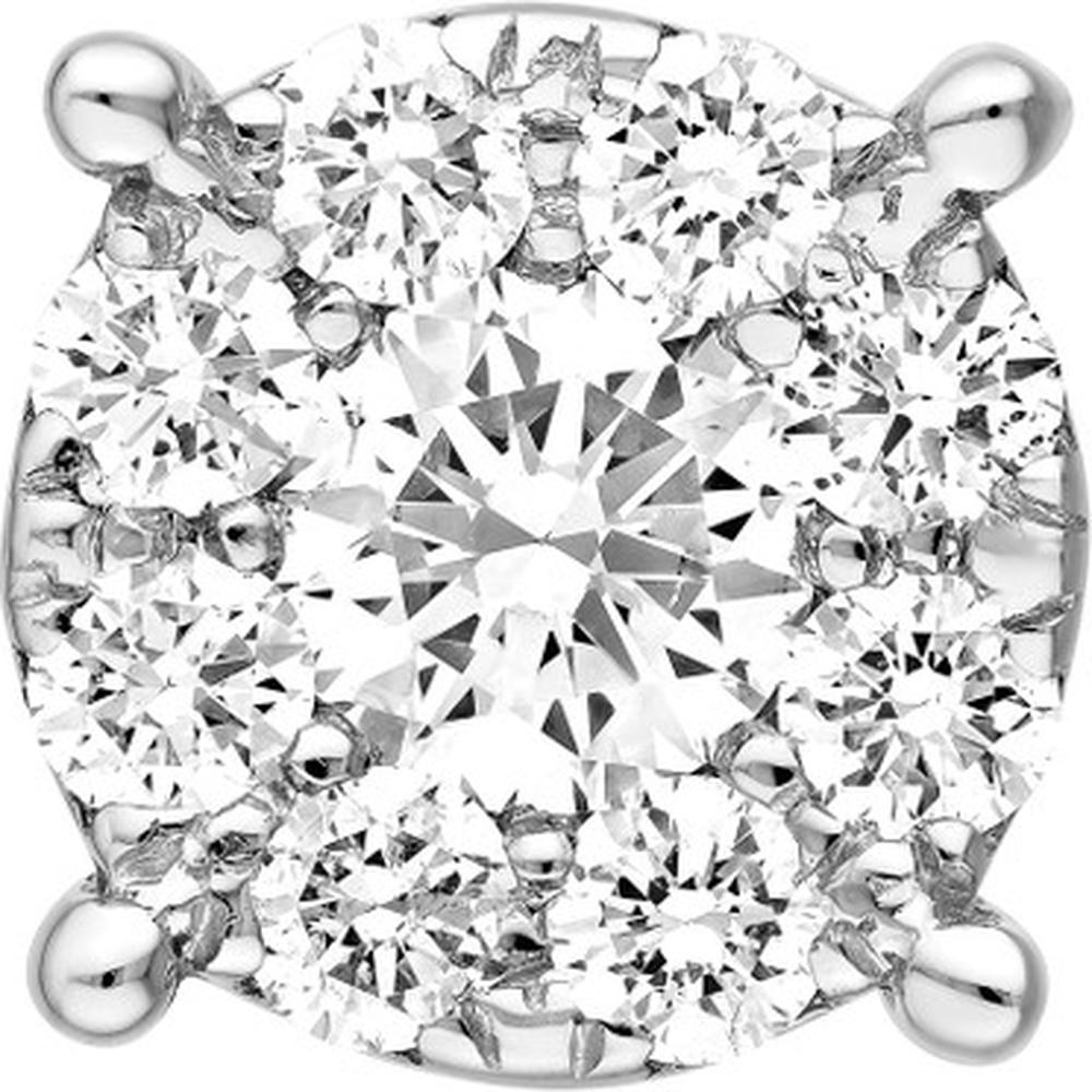 Olas d'Oro - 14K White Gold Round Diamond Stud Earrings - 0.73 Carat Total Diamond Weight