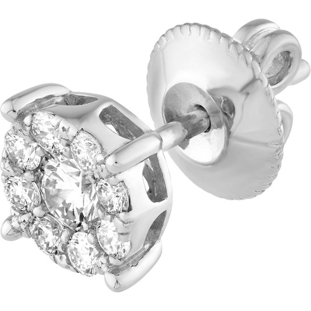 Olas d'Oro - 14K White Gold Round Diamond Stud Earrings - 0.73 Carat Total Diamond Weight
